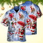 Christmas Santa Tree Hawaiian Shirt Print Closeup For Casual Outings