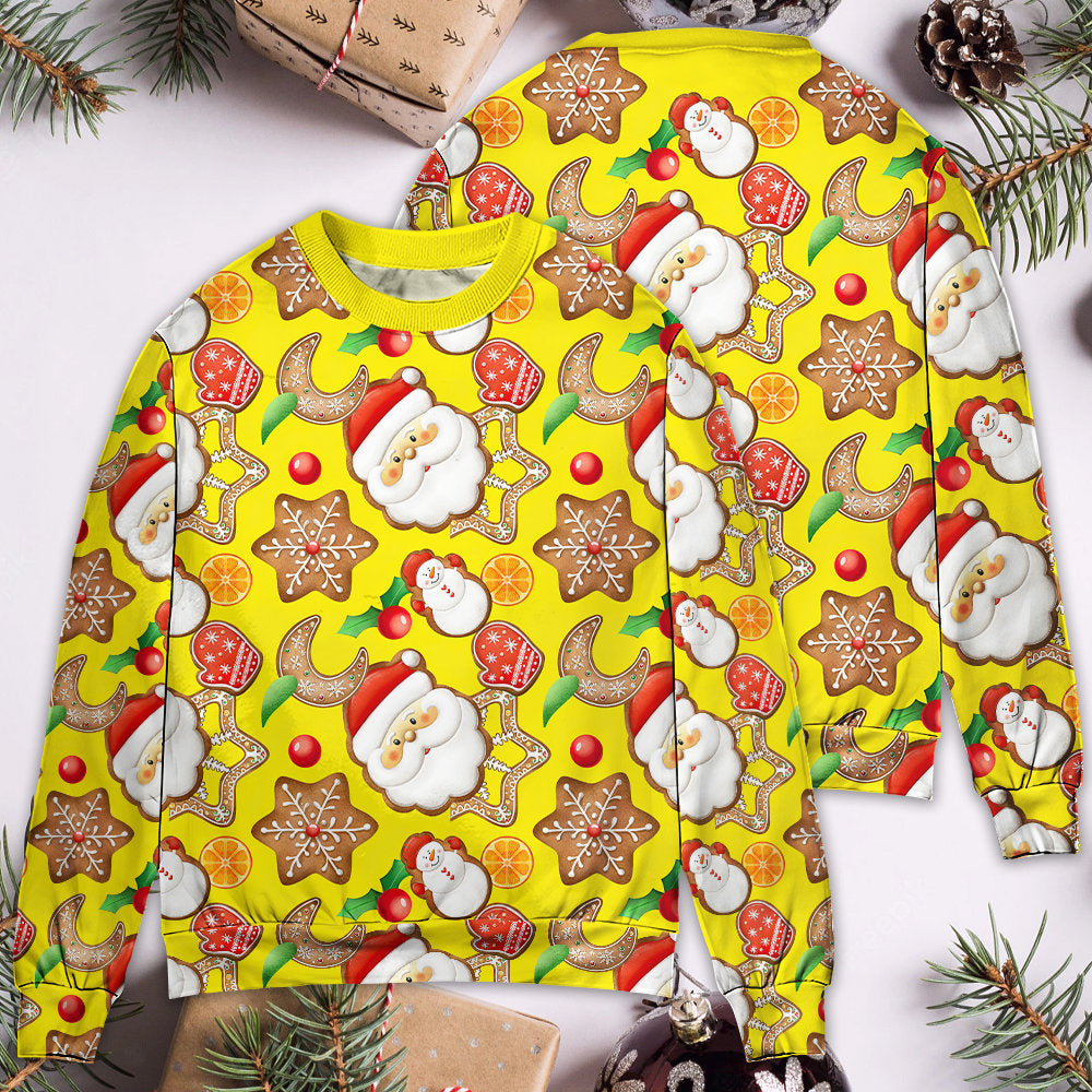Christmas Santa Snowman Gingerbread Sweets Sweater For Festive Events Weekend Outings And Comfortable Winter Style