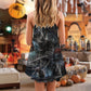 Halloween Spider Dark Scary V-Neck Sleeveless Cami Dress For Costume Parties Festivals And Creative Casual Wear