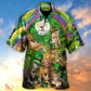 Irish Cat Patrick'S Hawaiian Shirt Button Front Artwork For Island Holidays