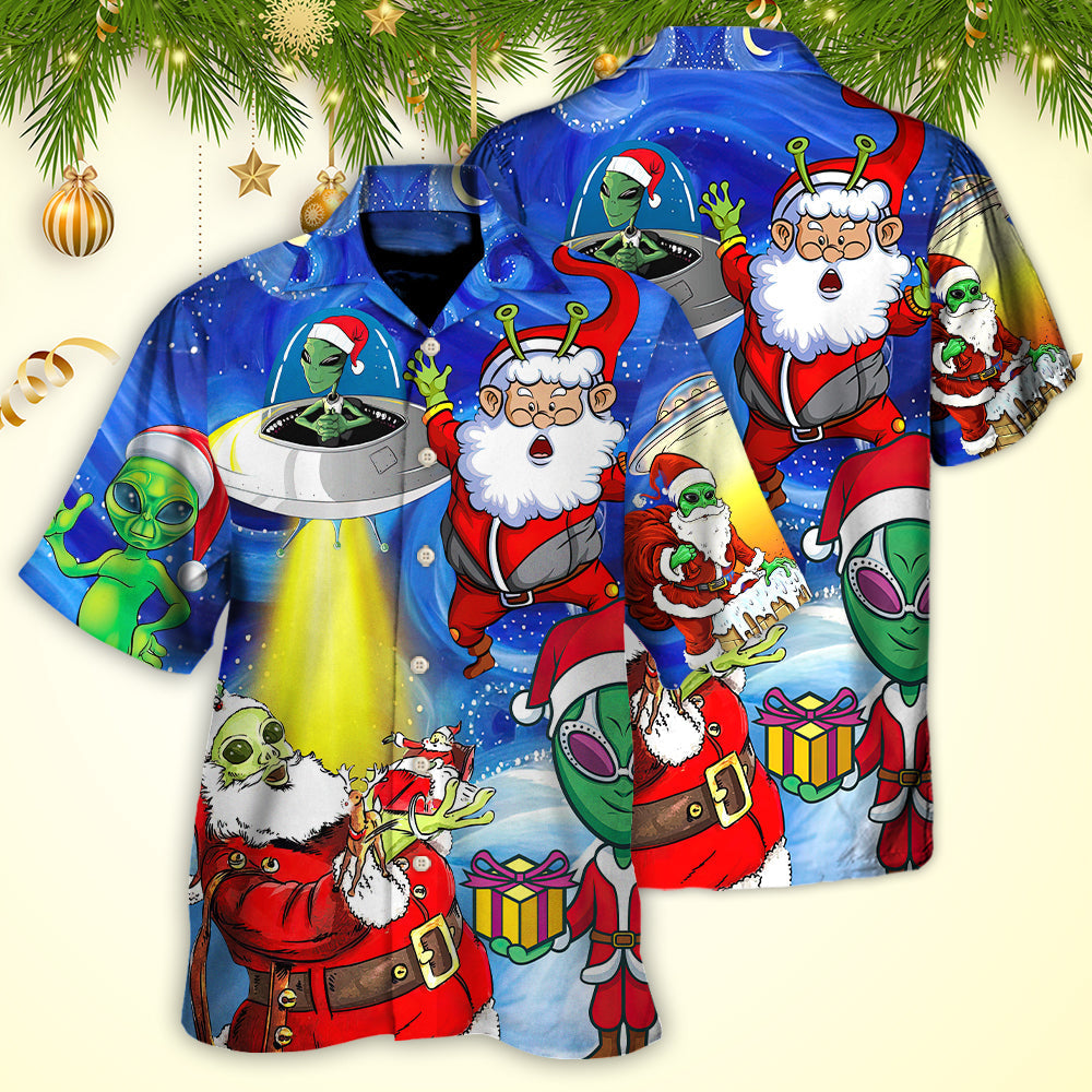 Christmas Santa Hawaiian Shirt Print Closeup For Vacation Style