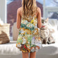 Yellow Kitty Lover Art V-Neck Sleeveless Cami Dress For Summer Vacations Festivals And Playful Casual Styling