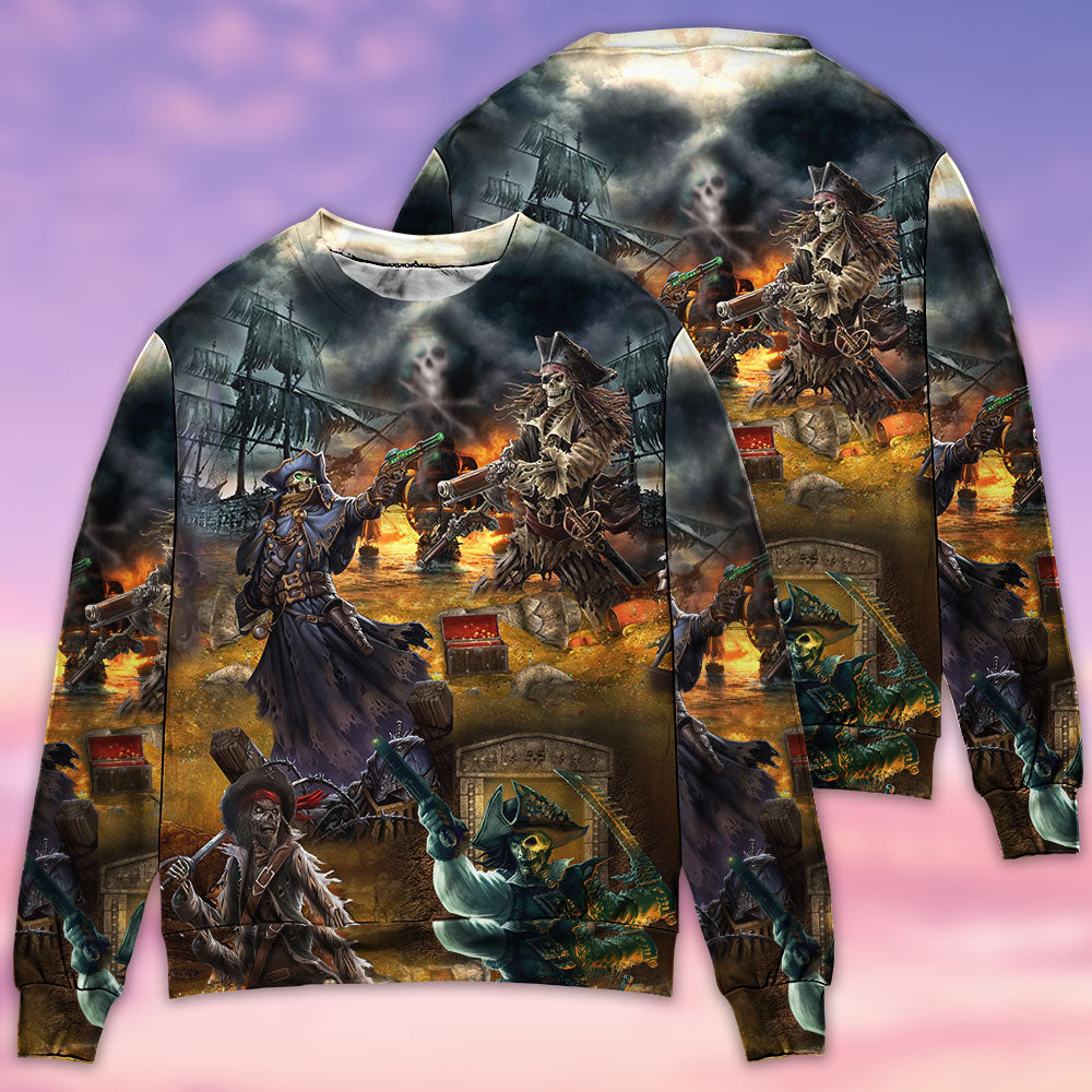Skull Treasure Hunting Journey Sweater For Alternative Fashion Events And Thoughtful Seasonal Gifts