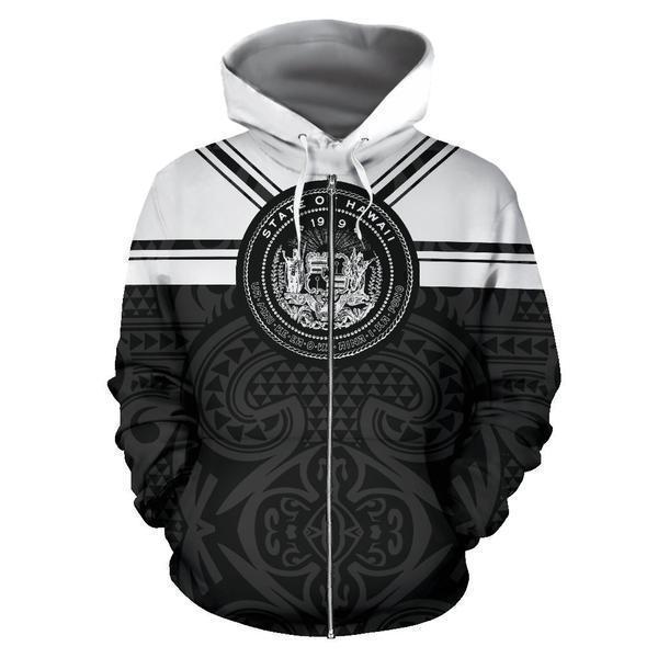 Black White Hawaii Coat Arms Hoodie For Relaxed Daily Wear Weekend Outings And Thoughtful Gifting