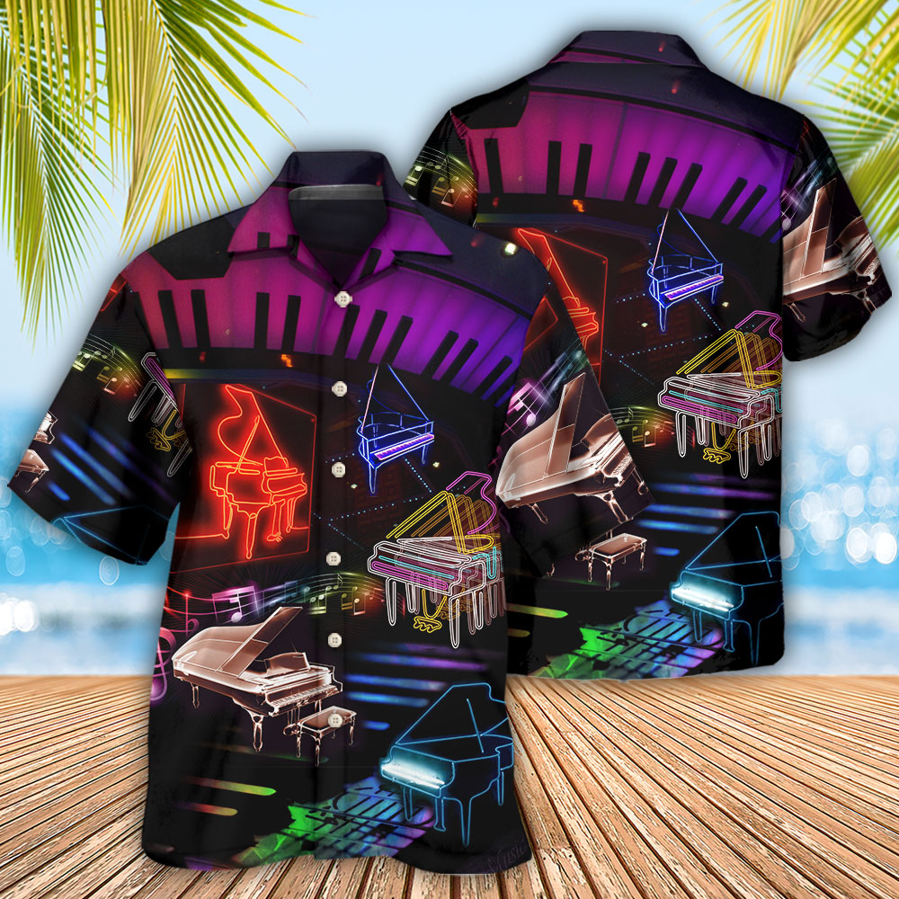 Piano Neon Music Beach Shorts Design For Relaxed Shoreline Days And Casual Summer Plans