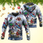 Santa Skateboard Snow Mountain Hoodie For Festive Celebrations Seasonal Trips And Relaxed Winter Wear