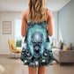 Skull Screaming Blue V-Neck Sleeveless Cami Dress For Dark Art Lovers And Thoughtful Gifting