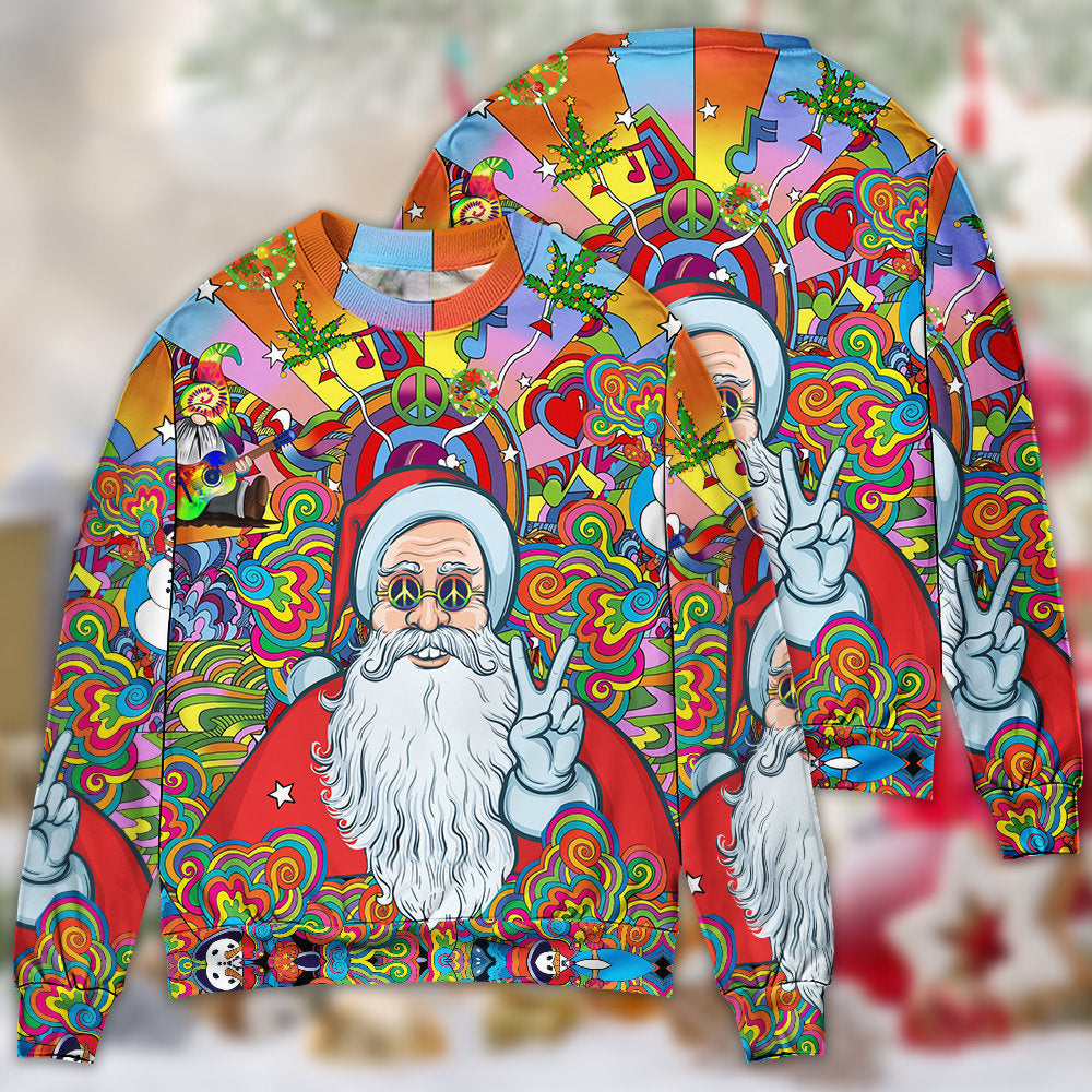 Hippie Santa Colorful Sweater For Holiday Parties Family Gatherings And Seasonal Gift Giving