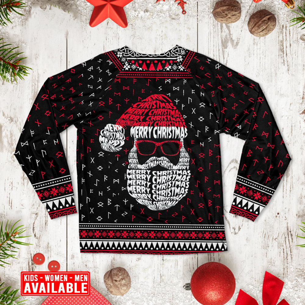 Retro Nordic Santa Christmas Long Sleeve Pajamas Set For Holiday Bedtime And Cozy Home Wear