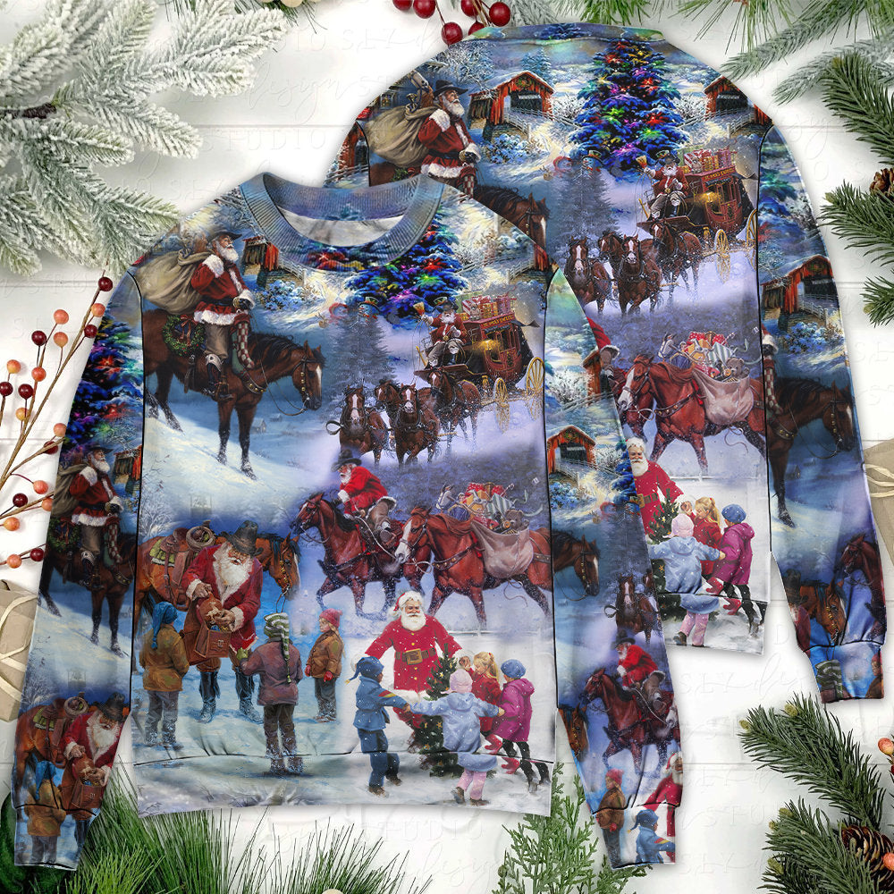 Christmas Santa Cowboy Children Sweater For Festive Events Weekend Outings And Comfortable Winter Style