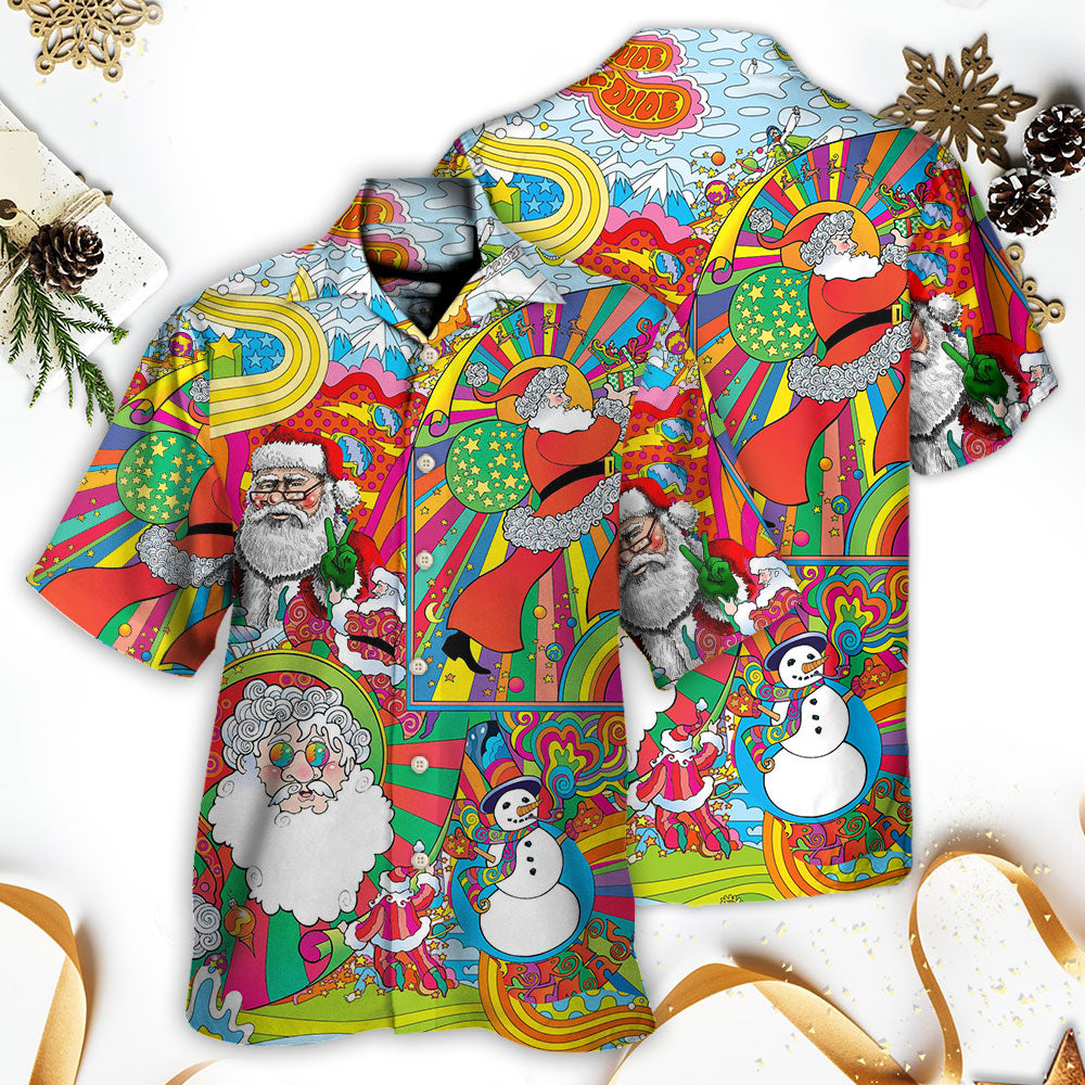 Festive Hippie Santa Christmas Hawaiian Shirt Relaxed Style View For Thoughtful Gifting