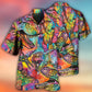Colorful Dinosaur Artistic Hawaiian Shirt Pattern View For Relaxed Warm Weather Outfits
