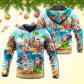 Tropical Funny Christmas Santa Beach Vacation Hoodie For Christmas Gatherings Outdoor Trips And Relaxed Seasonal Style