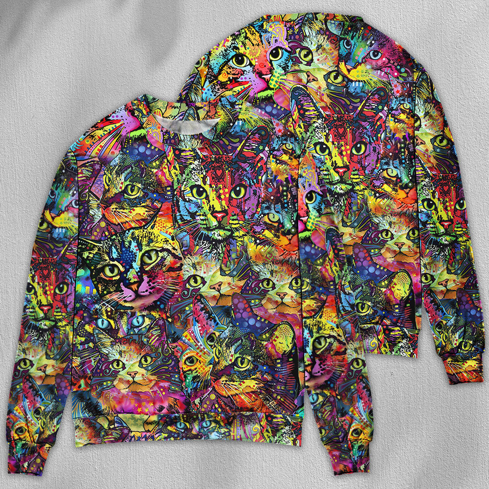 Smiling Colorful Cat Sweater For Animal Inspired Style Events And Comfortable Daily Wear