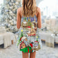 Tattoo Santa Christmas Cool Style V-Neck Sleeveless Cami Dress For Festive Events And Casual Summer Styling
