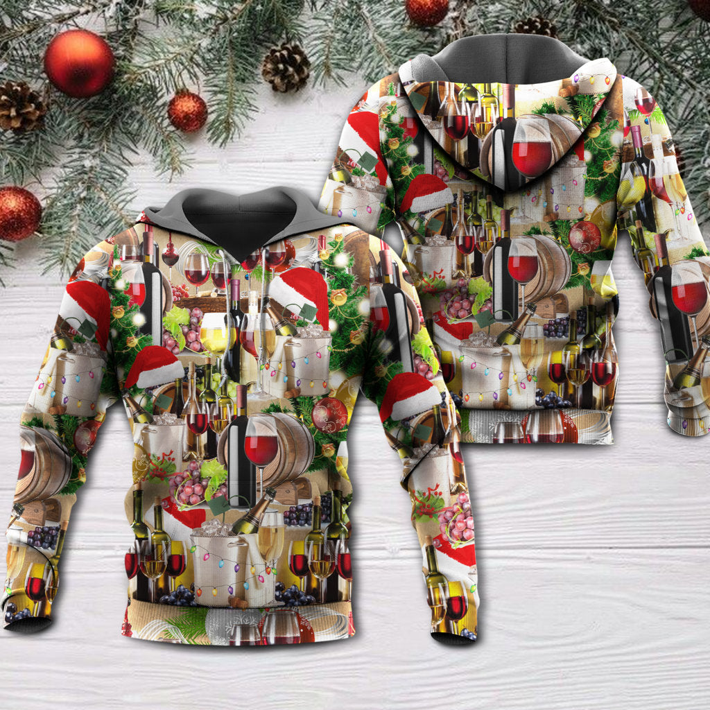 Christmas Wine Cozy Night Hoodie For Winter Streetwear Christmas Travel And Seasonal Home Gatherings