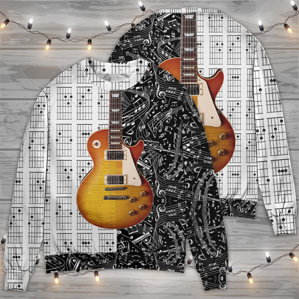 Bass Guitar Musician Black And White Sweater For Holidays Parties And Comfortable Everyday Wear