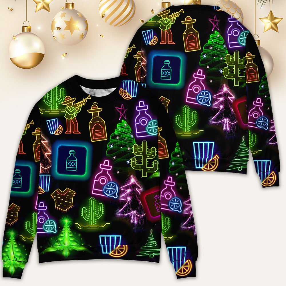 Christmas Neon Drink Sweater For Holiday Travel Winter Outings And Cheerful Gift Giving