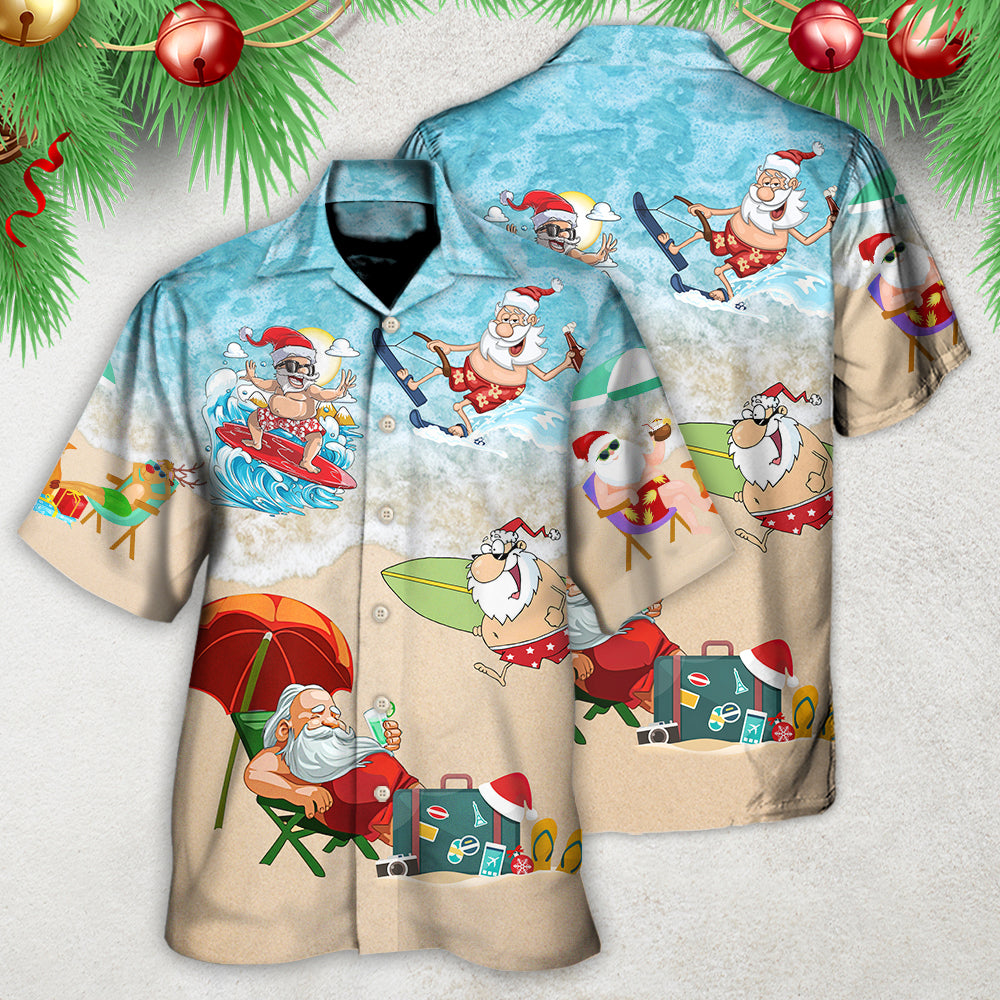 Christmas Santa Play Beach Hawaiian Shirt Design Detail For Beach Days And Holiday Travel