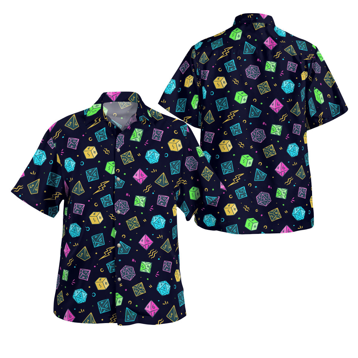 Fantasy Colorful Role Dice Hawaiian Shirt Relaxed Style View For Island Holidays