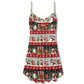Santa And Snowman Joy V-Neck Sleeveless Cami Dress For Beach Trips Parties And Relaxed Warm Weather Style