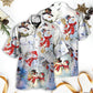 Festive Snowman Christmas Hawaiian Shirt Tropical Styling View For Resort Wear