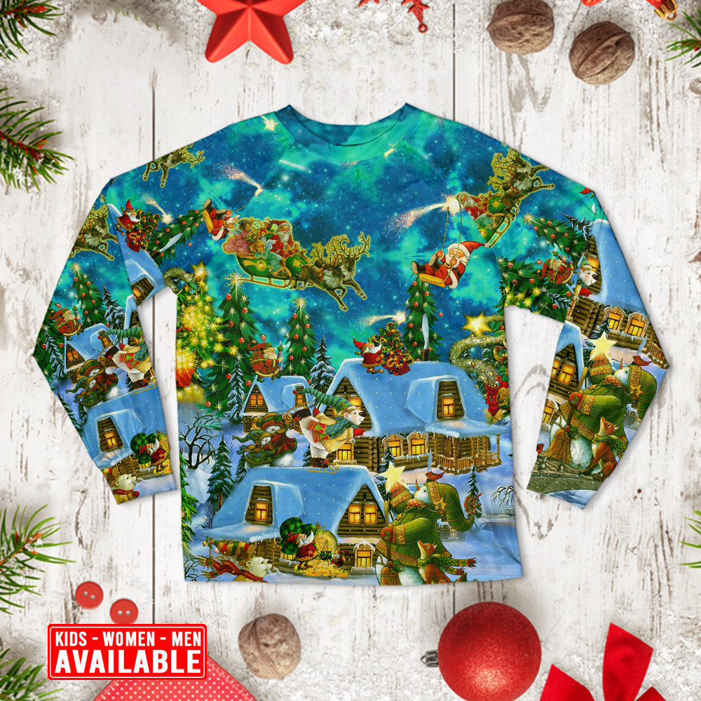 Magical Christmas Night Long Sleeve Pajamas Set For Holiday Bedtime And Cozy Home Wear