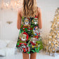 Hippie Santa Holiday Vibes V-Neck Sleeveless Cami Dress For Christmas Parties Travel And Bright Seasonal Fashion