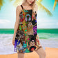 Cat Rocker V-Neck Sleeveless Cami Dress For Festivals And Creative Summer Styling