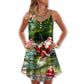 Christmas Merry Fishmas Reel Theme V-Neck Sleeveless Cami Dress For Summer Events And Comfortable Everyday Style