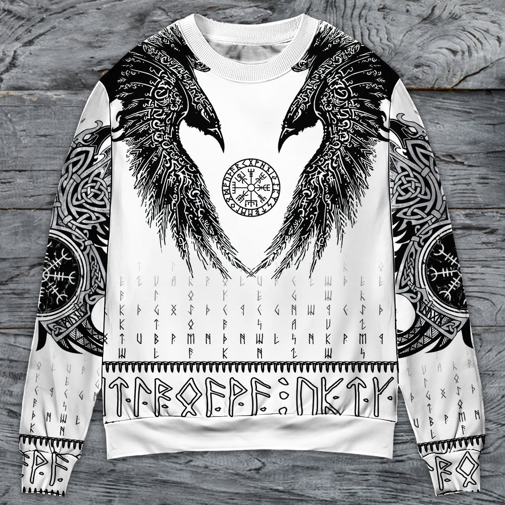 Viking Black Runic Raven Nordic Sweater For Weekend Adventures Outdoor Events And Thoughtful Gifts