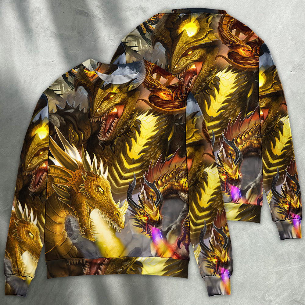 Golden Dragon Skull Fantasy Sweater For Alternative Outfits Seasonal Events And Everyday Comfort