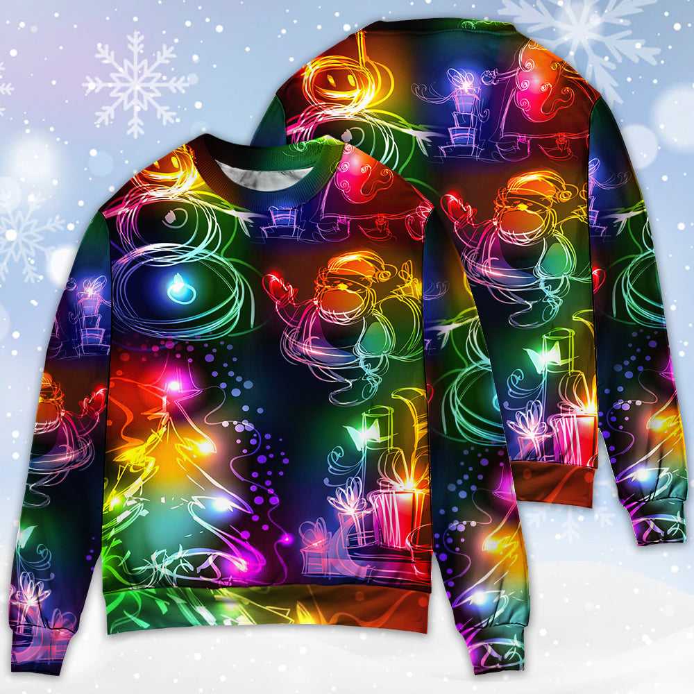 Christmas Santa Tree Snowman Neon Light Sweater For Festive Family Events Casual Wear And Holiday Gift Giving