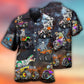 Dinosaur Skeleton Driving Monster Truck Hawaiian Shirt For Vacation Days And Relaxed Coastal Outings