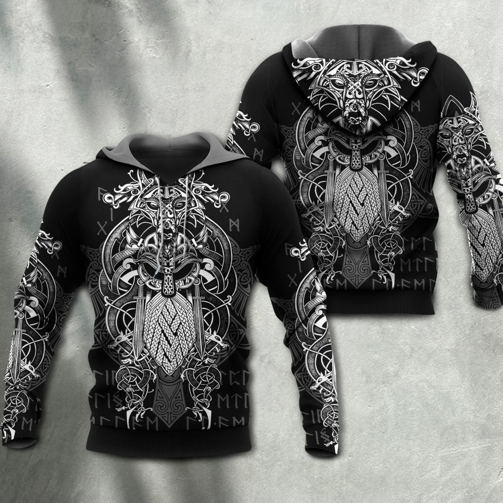 Viking Warrior Blood Pattern Hoodie For Norse Inspired Streetwear Outdoor Travel And Bold Everyday Style