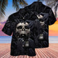 Dark Skull Screaming Underworld's Hand Hawaiian Shirt Pattern Detail For Summer Holidays And Outdoor Fun