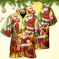 Christmas Santa Hawaiian Shirt Tropical Styling View For Resort Wear