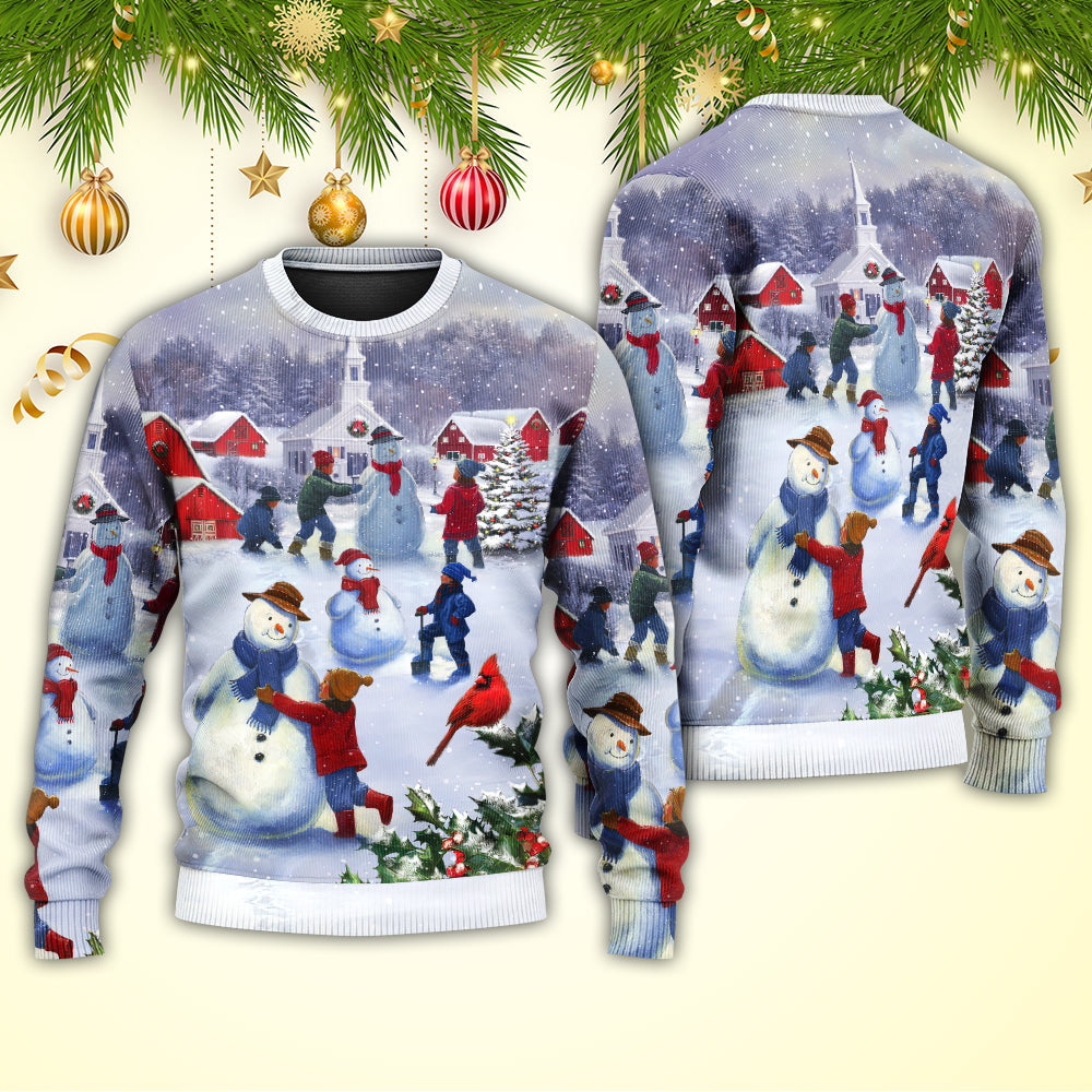 Christmas Children Snowman Town Sweater For Festive Events Weekend Outings And Comfortable Winter Style