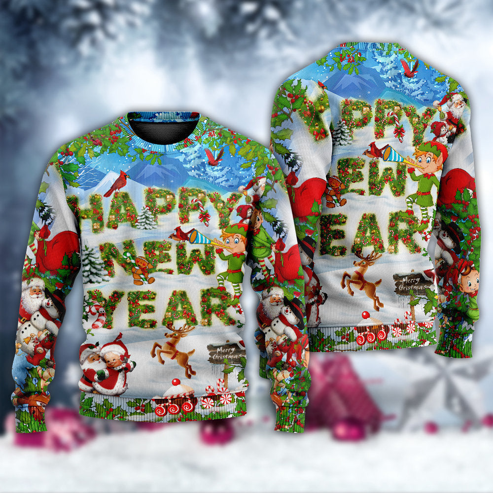 Christmas Happy New Year Snow Sweater For Holiday Parties Family Gatherings And Seasonal Gift Giving