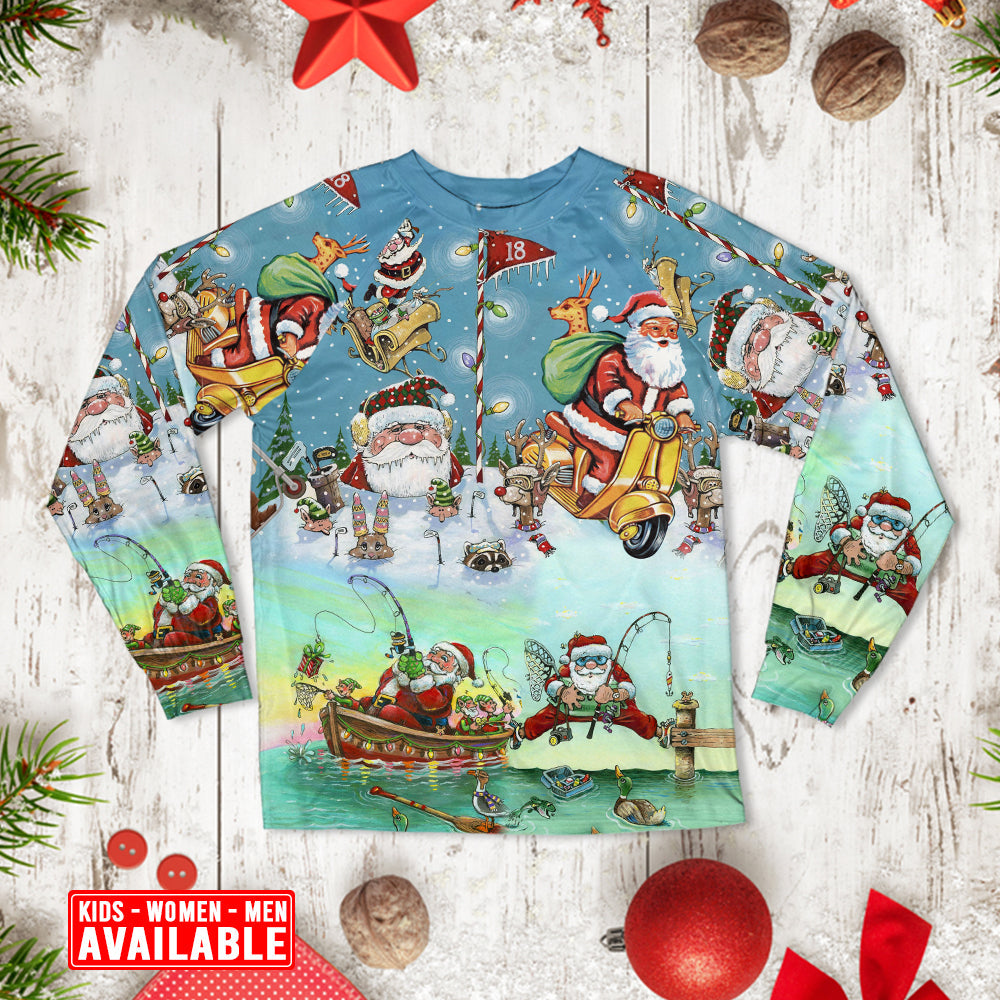 Cute Santa Christmas Long Sleeve Pajamas Set For Christmas Sleepwear And Family Lounging
