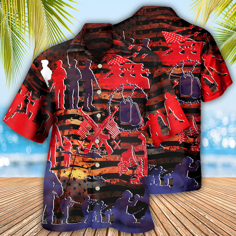 Veteran Independence Day Fought Democracy Hawaiian Shirt Artwork View For Weekend Travel And Beach Style
