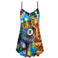Christmas Billiard Fire Merry V-Neck Sleeveless Cami Dress For Festive Events And Casual Summer Styling