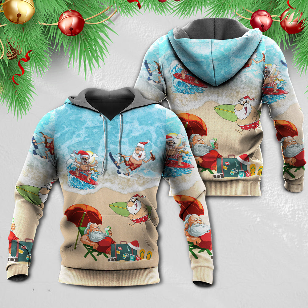 Santa Beach Christmas Fun Hoodie For Festive Days Casual Adventures And Thoughtful Seasonal Gifting
