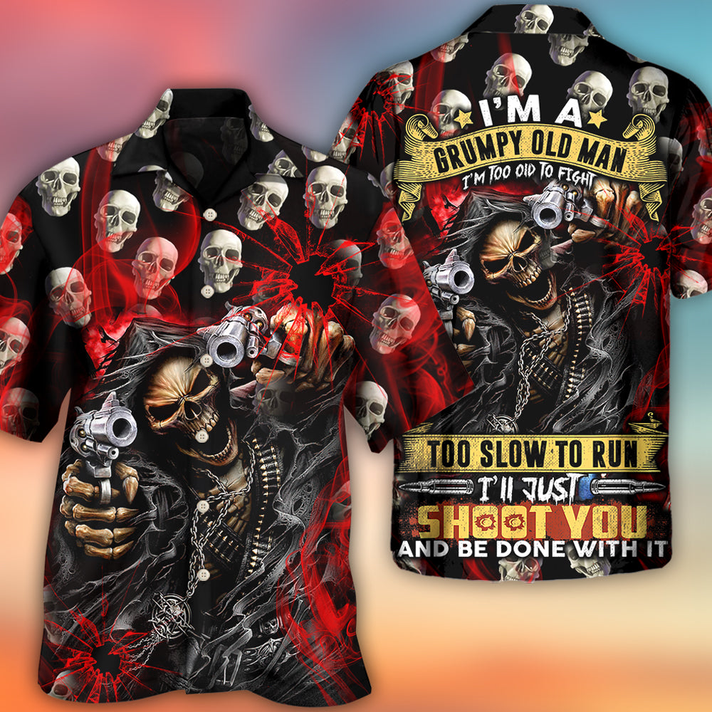 Dark Western Red Skull Smoke Lighting Hawaiian Shirt Artwork Detail For Resort Trips And Outdoor Activities