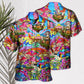 Psychedelic Hippie Mushroom Hallucinogenic Hawaiian Shirt Front Pattern View For Vacation Style