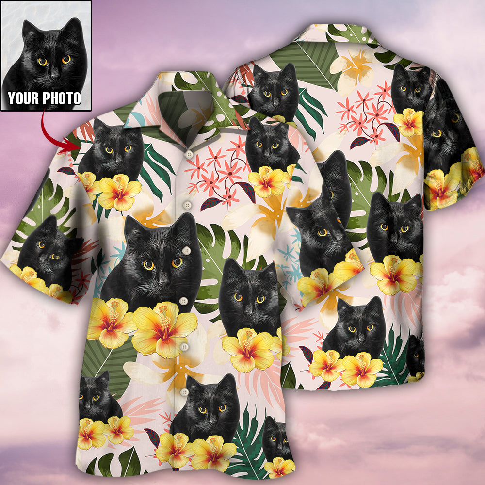 Tropical Cat Various Custom Photo Hawaiian Shirt Design Detail For Beach Days And Holiday Travel