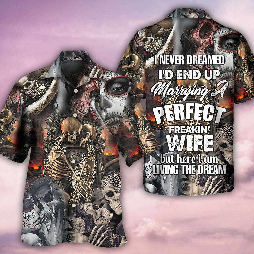 Skull Marrying Perfect Wife Hawaiian Shirt Pattern View For Relaxed Warm Weather Outfits