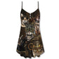 Steampunk Vintage Cat Style V-Neck Sleeveless Cami Dress For Summer Events And Comfortable Everyday Style