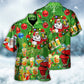 Funny Happy Green Christmas Drinking Beer Tree Hawaiian Shirt Design Detail For Beach Days And Holiday Travel