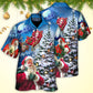 Christmas Santa Story Hawaiian Shirt Artwork Detail For Tropical Trips And Casual Outings